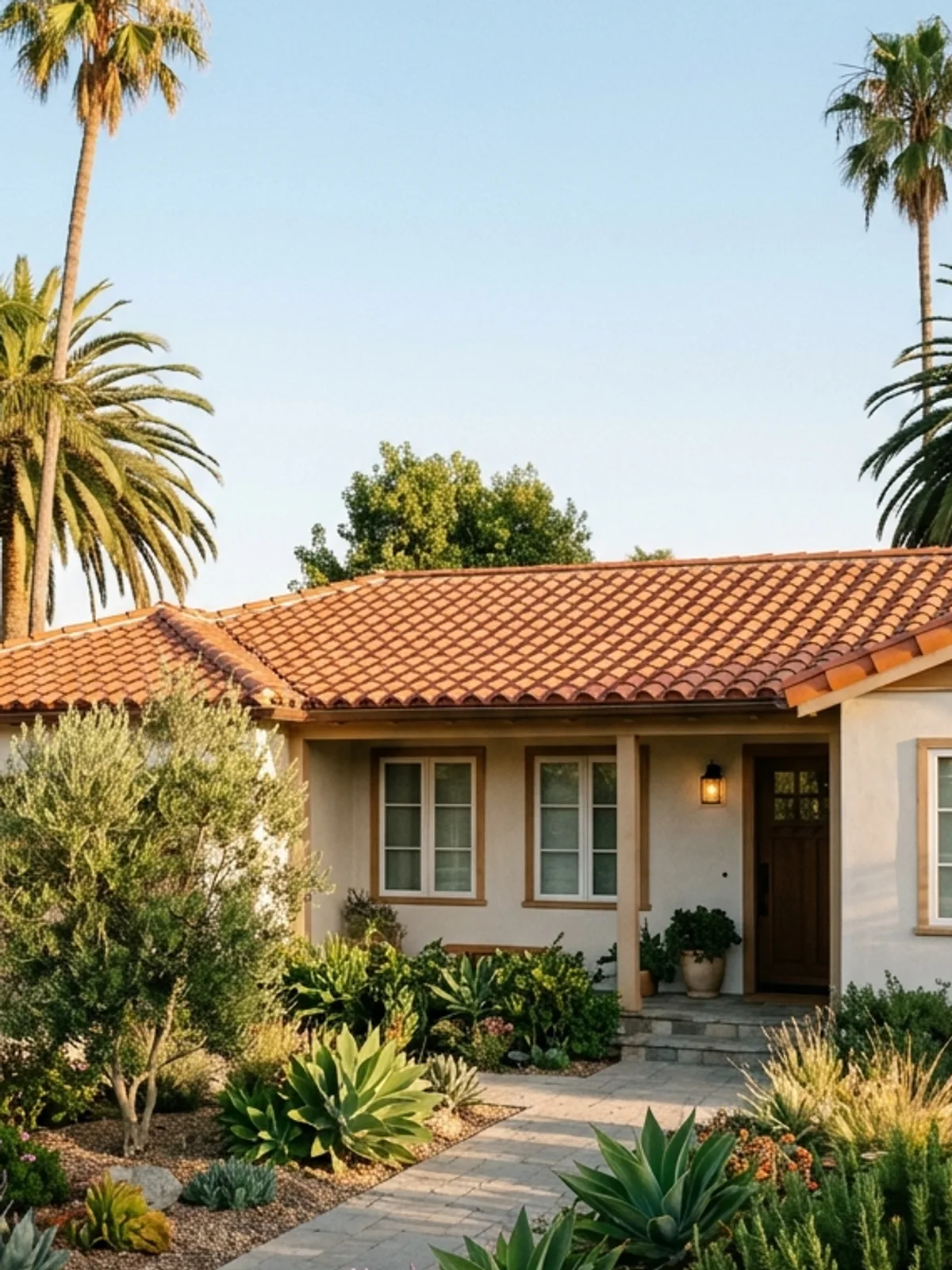 Una casa estilo ranch en La Habra con techo de teja terminado (imagen de ejemplo)